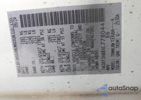 2025 Nissan Rogue S Intelligent Awd z USA, uszkodzony, nr VIN 5N1BT3AB8SC778044